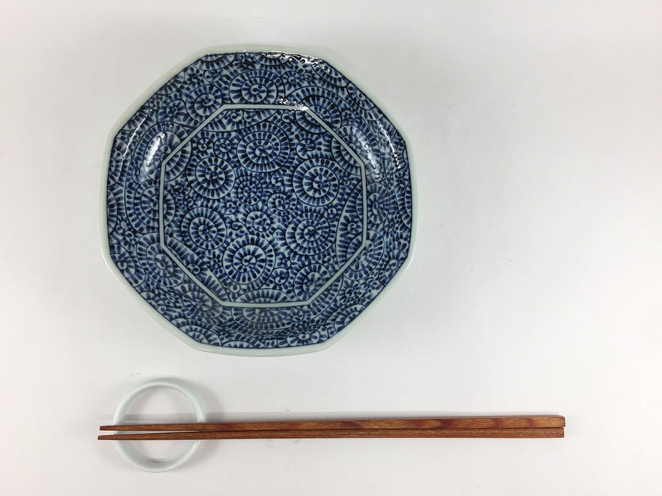 【SALE】16cm八角皿　蛸唐草　美濃焼【訳あり】