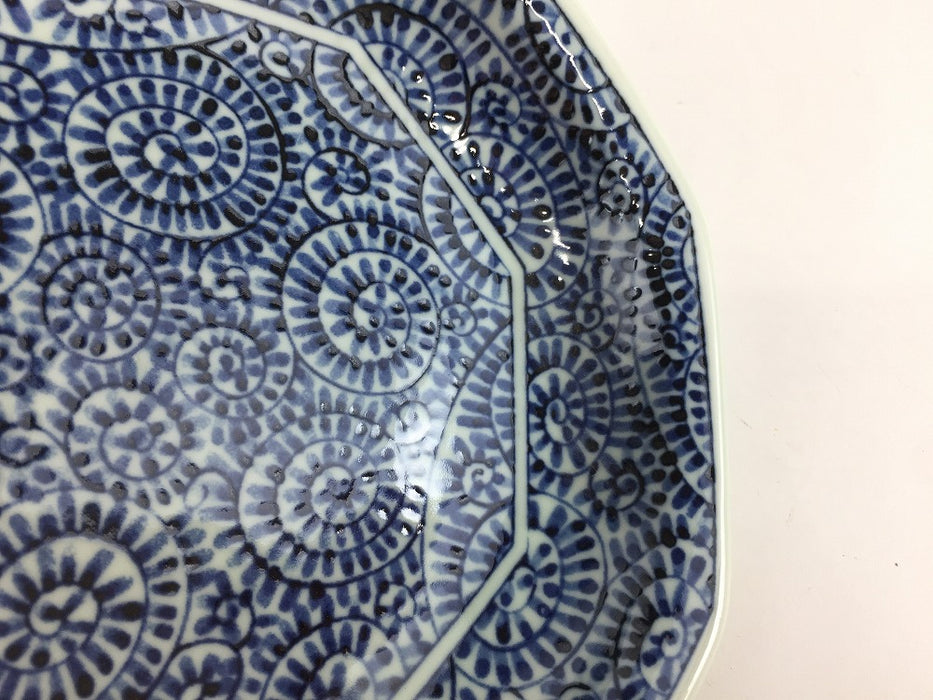 【SALE】16cm八角皿　蛸唐草　美濃焼【訳あり】