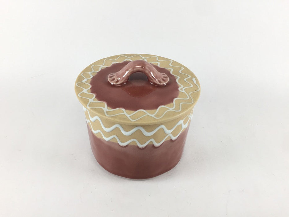 【SALE】柿釉一珍　突立蓋物　10.5cm　有田焼【訳あり】