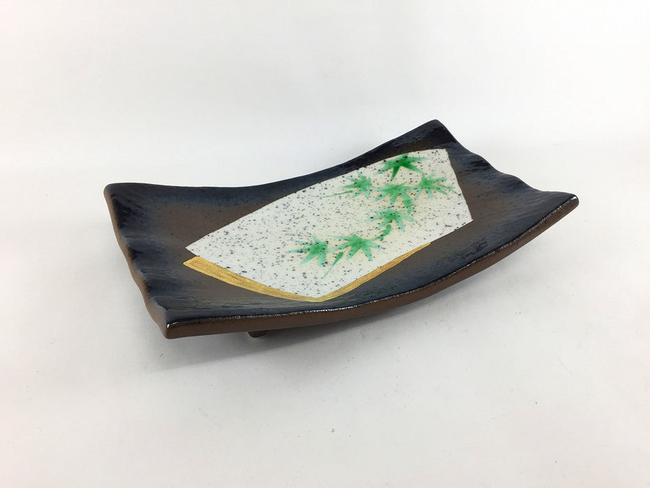 【SALE】波長皿(黒焼〆扇金笹)　20cm　有田焼【訳あり】