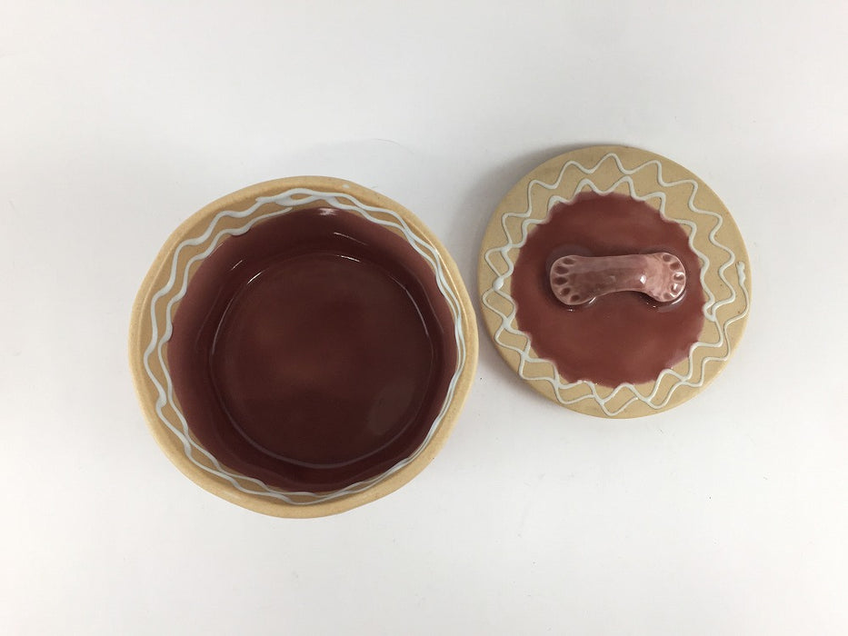 【SALE】柿釉一珍　突立蓋物　10.5cm　有田焼【訳あり】