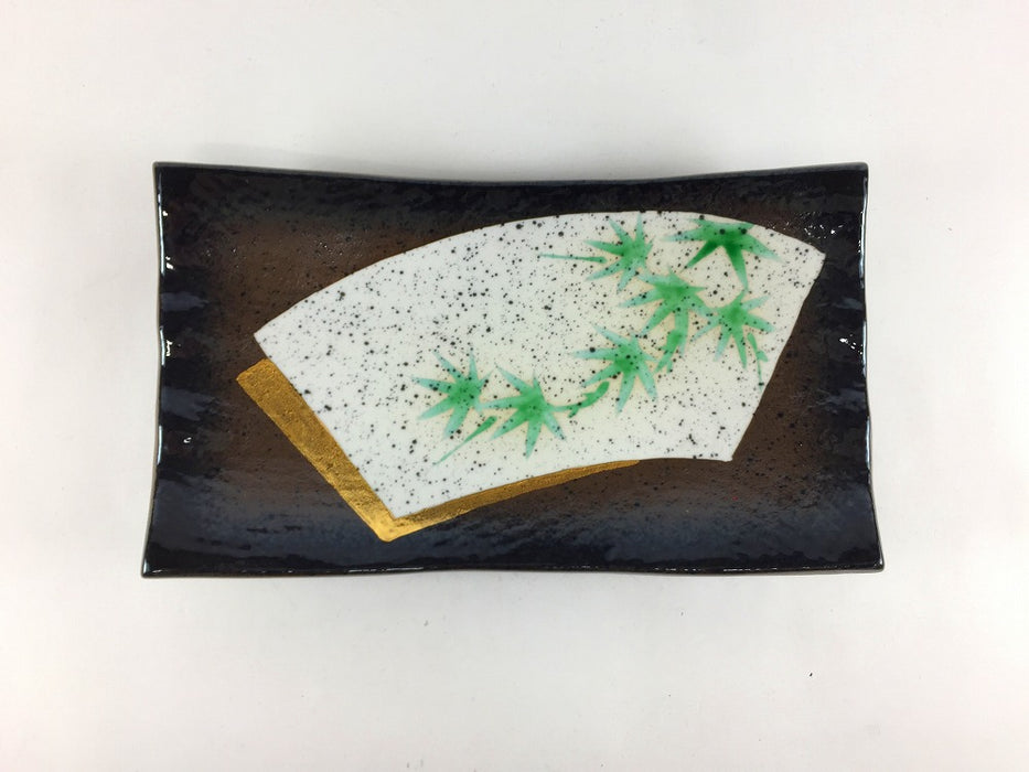 【SALE】波長皿(黒焼〆扇金笹)　20cm　有田焼【訳あり】