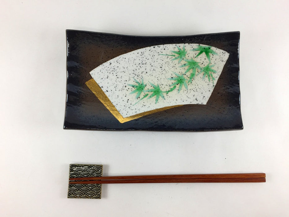 【SALE】波長皿(黒焼〆扇金笹)　20cm　有田焼【訳あり】