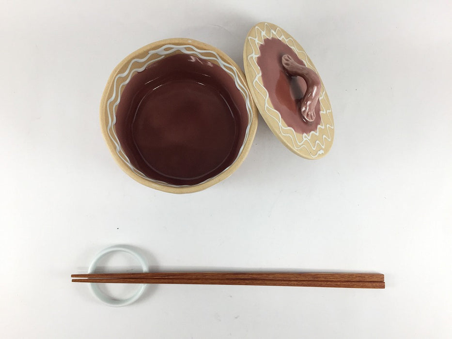 【SALE】柿釉一珍　突立蓋物　10.5cm　有田焼【訳あり】