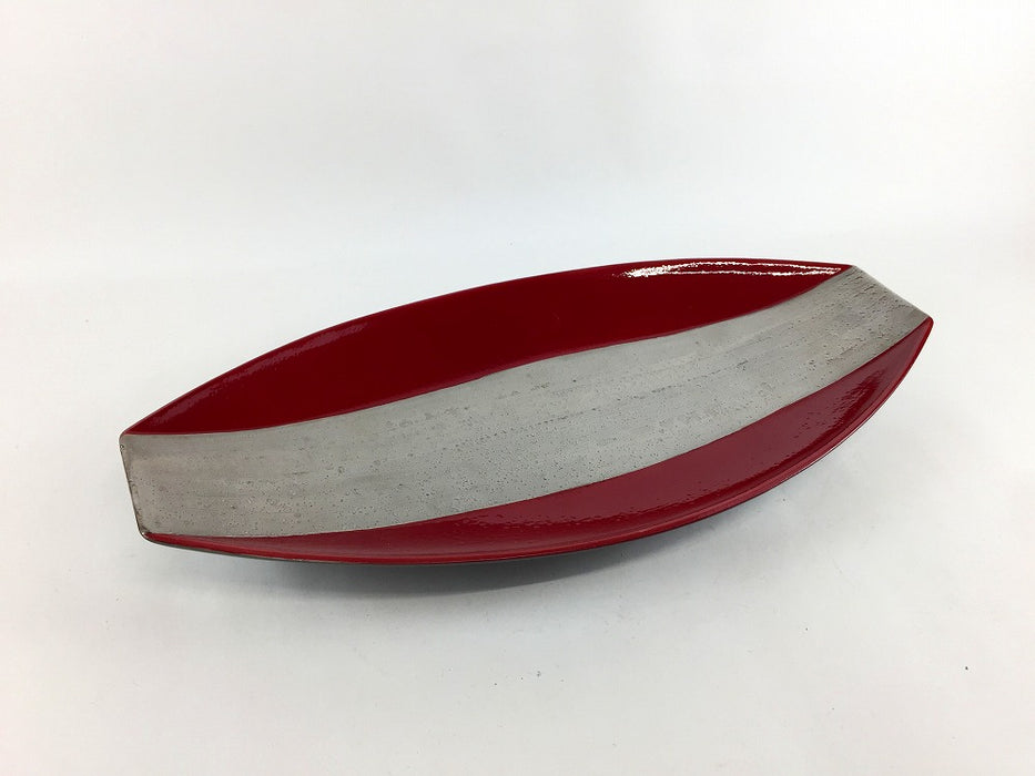 【SALE】あずき/プラチナ舟型焼皿　28cm　有田焼【訳あり】