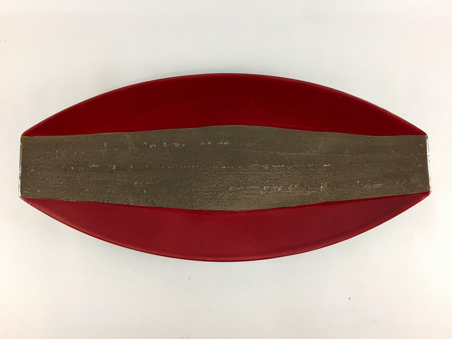 【SALE】あずき/プラチナ舟型焼皿　28cm　有田焼【訳あり】