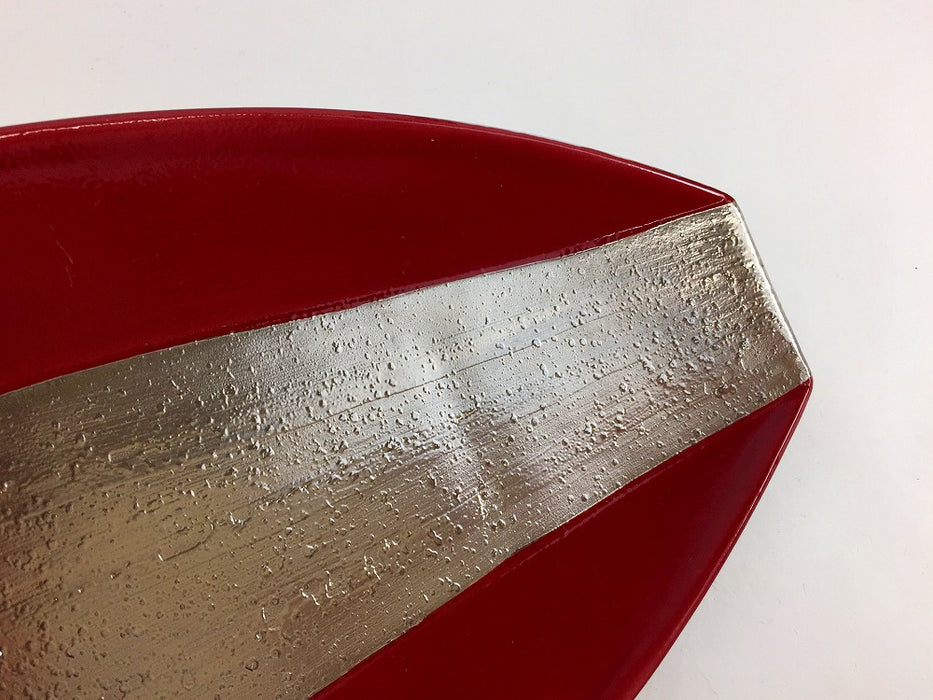 【SALE】あずき/プラチナ舟型焼皿　28cm　有田焼【訳あり】