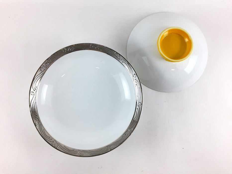 【SALE】兼平蓋(黄/銀波)　14.5cm　有田焼【訳あり】