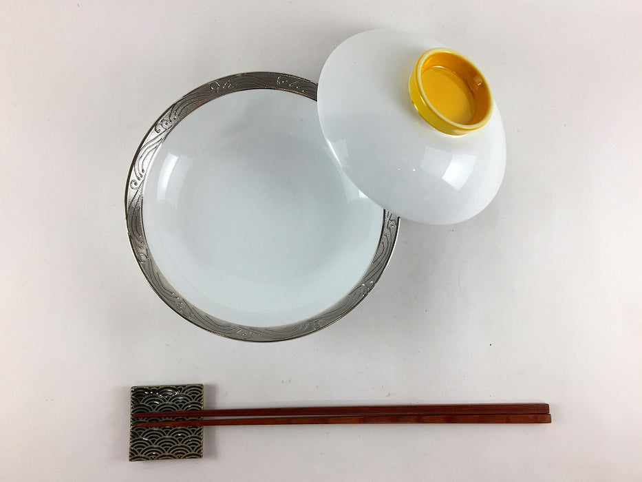 【SALE】兼平蓋(黄/銀波)　14.5cm　有田焼【訳あり】