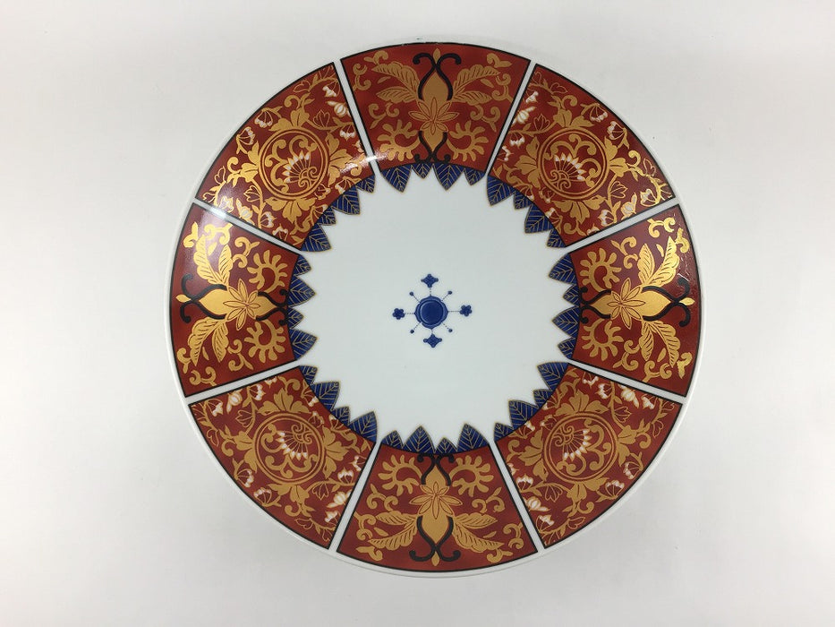 【SALE】古伊万里8寸浅鉢　赤(A)　24cm　肥前有田焼【訳あり】