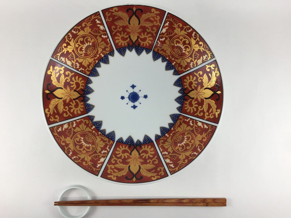 【SALE】古伊万里8寸浅鉢　赤(A)　24cm　肥前有田焼【訳あり】