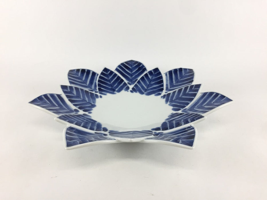 染付矢羽根文　ロータスレイヤープレート(M)　20cm　有田焼(j.R)