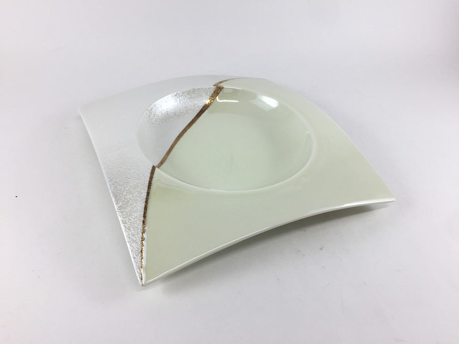 【SALE】半金線パール　四方下正角深皿　17.5cm　有田焼【訳あり】