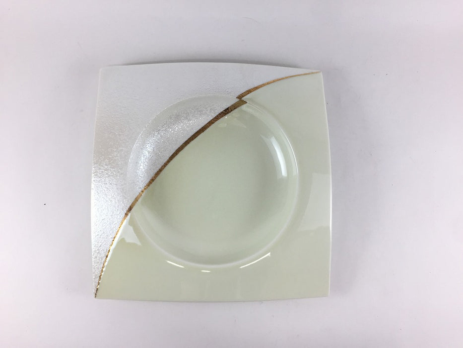 【SALE】半金線パール　四方下正角深皿　17.5cm　有田焼【訳あり】