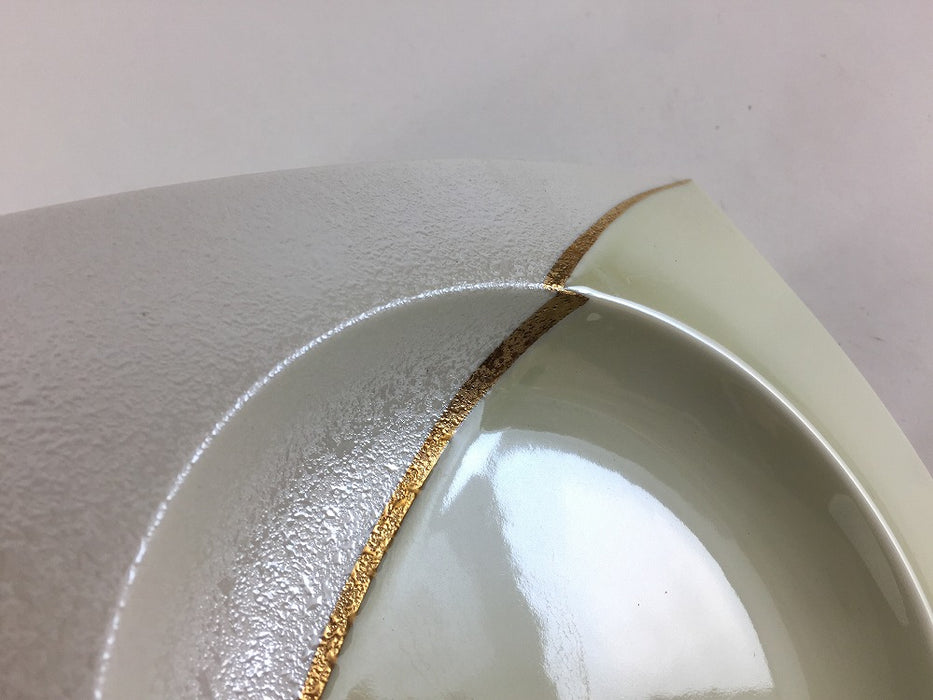 【SALE】半金線パール　四方下正角深皿　17.5cm　有田焼【訳あり】