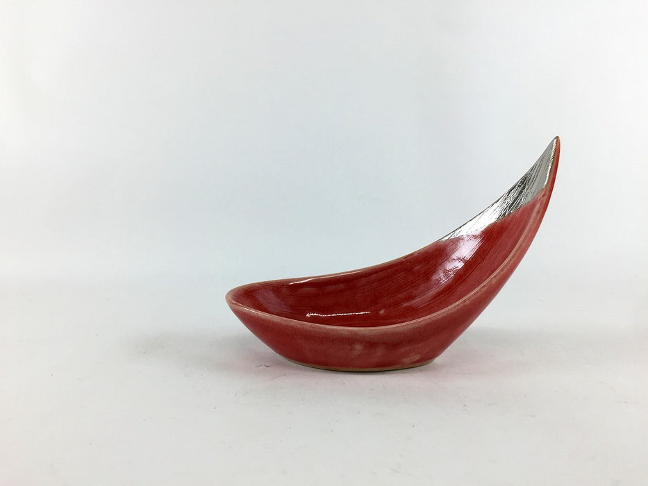 【SALE】花弁小付　赤オリベ銀　5cm　有田焼【訳あり】