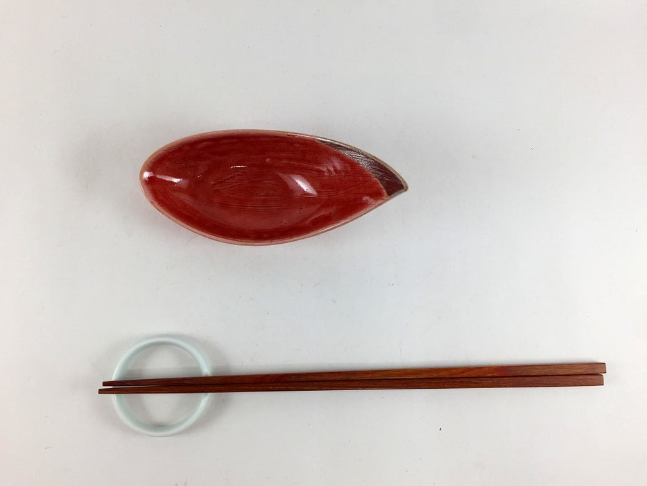 【SALE】花弁小付　赤オリベ銀　5cm　有田焼【訳あり】