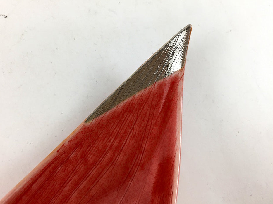 【SALE】花弁小付　赤オリベ銀　5cm　有田焼【訳あり】