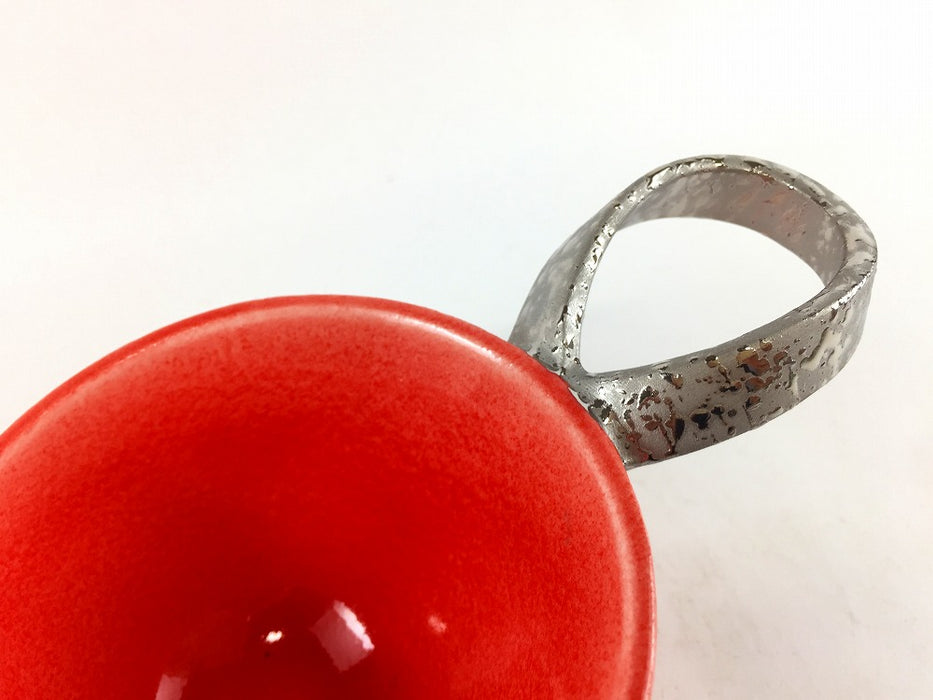 【SALE】手付ミニ鉢　(結晶赤/銀)　13cm　有田焼【訳あり】