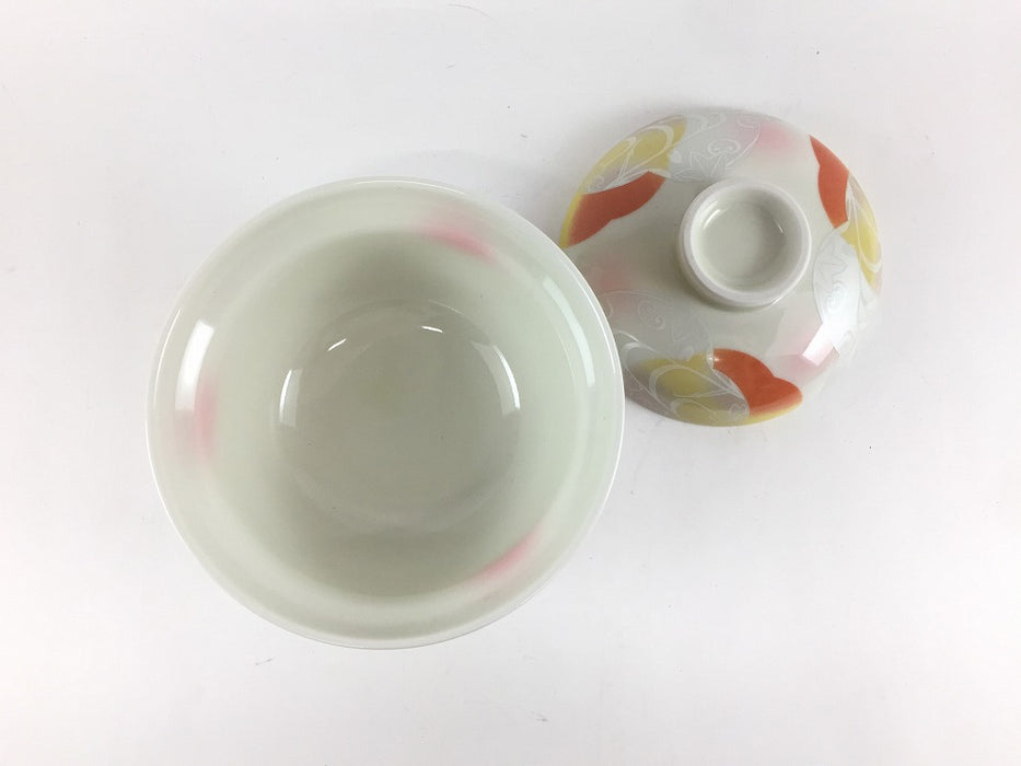 【SALE】赤黄吹小蓋物　10cm　波佐見焼【訳あり】