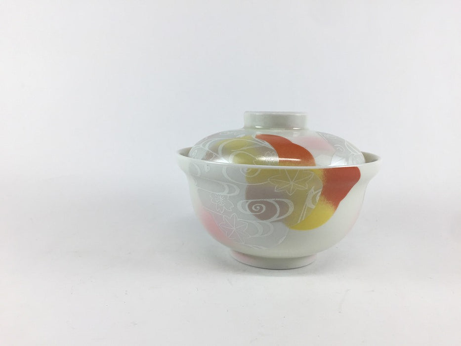 【SALE】赤黄吹小蓋物　10cm　波佐見焼【訳あり】
