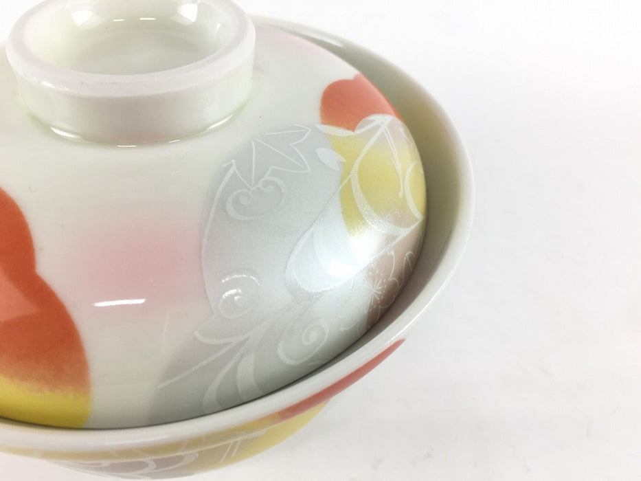 【SALE】赤黄吹小蓋物　10cm　波佐見焼【訳あり】