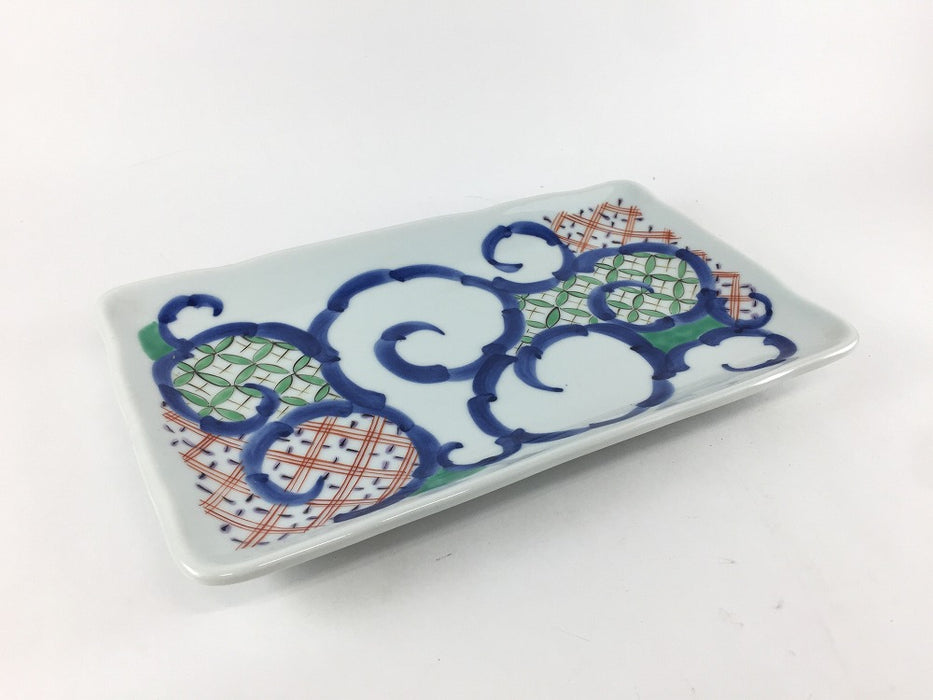【SALE】23cm焼皿　色絵地紋　波佐見焼【訳あり】
