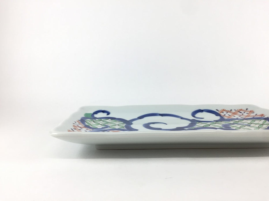 【SALE】23cm焼皿　色絵地紋　波佐見焼【訳あり】