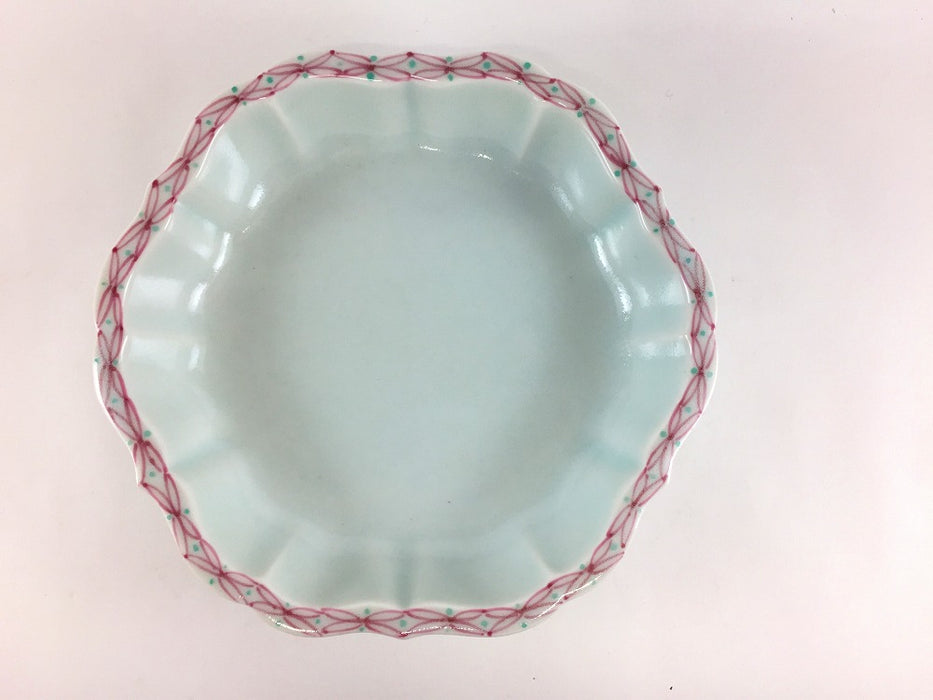 【SALE】釉リ江七宝桔梗渕ツバ付向付 親　17.5cm　有田焼【訳あり】