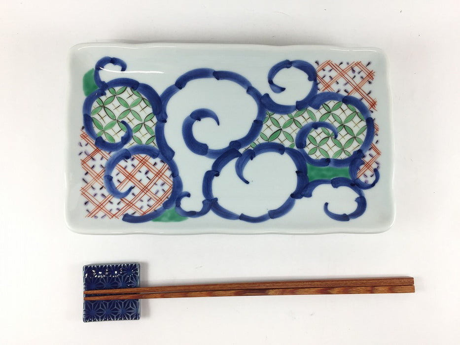 【SALE】23cm焼皿　色絵地紋　波佐見焼【訳あり】