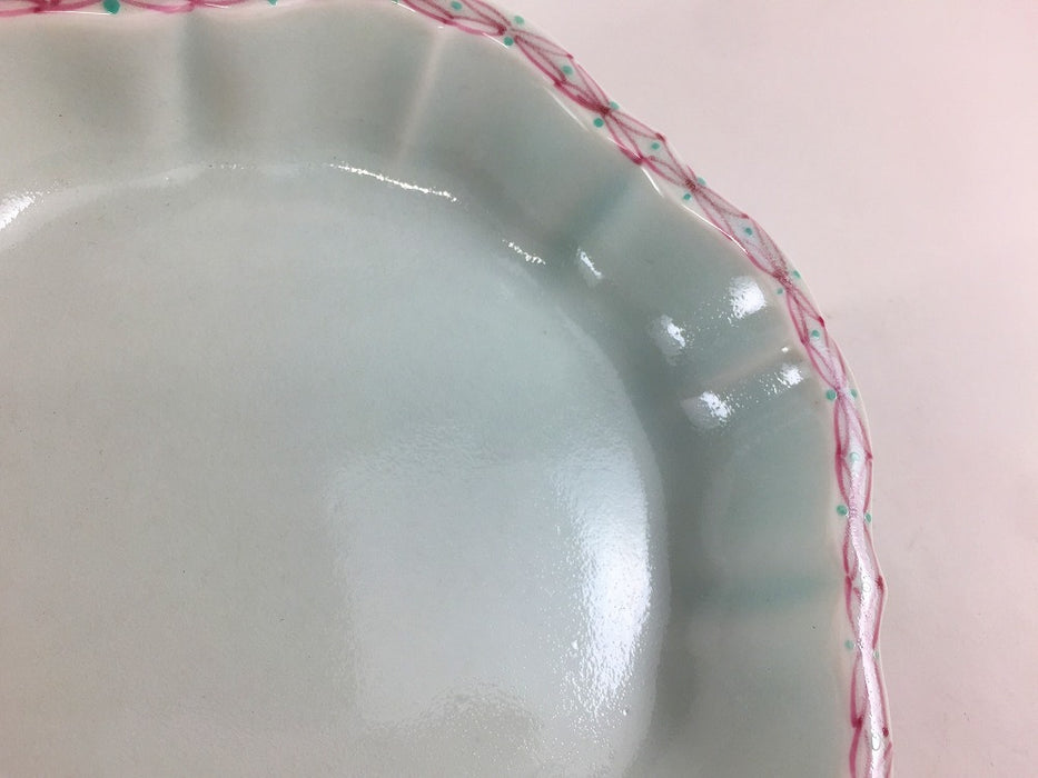 【SALE】釉リ江七宝桔梗渕ツバ付向付 親　17.5cm　有田焼【訳あり】