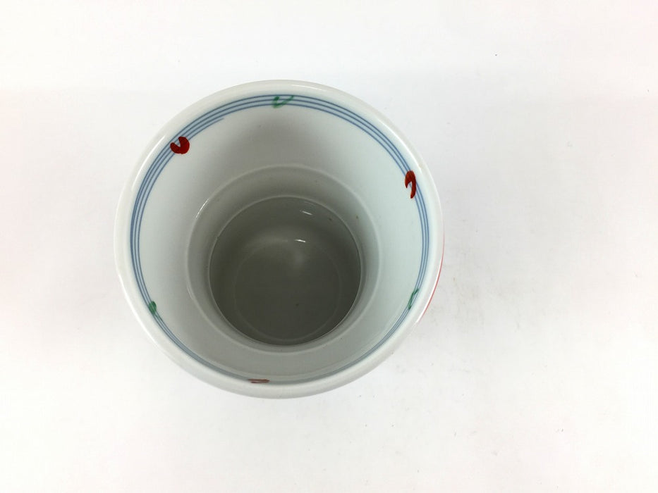 【SALE】古代菊(赤)焼酎コップ　260cc　波佐見焼【訳あり】