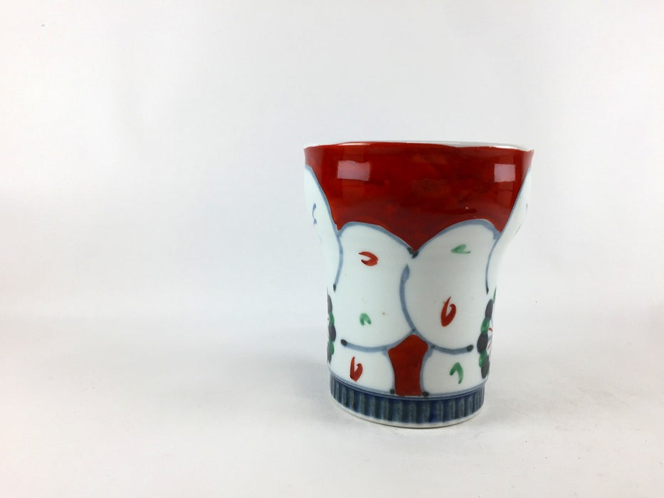 【SALE】古代菊(赤)焼酎コップ　260cc　波佐見焼【訳あり】