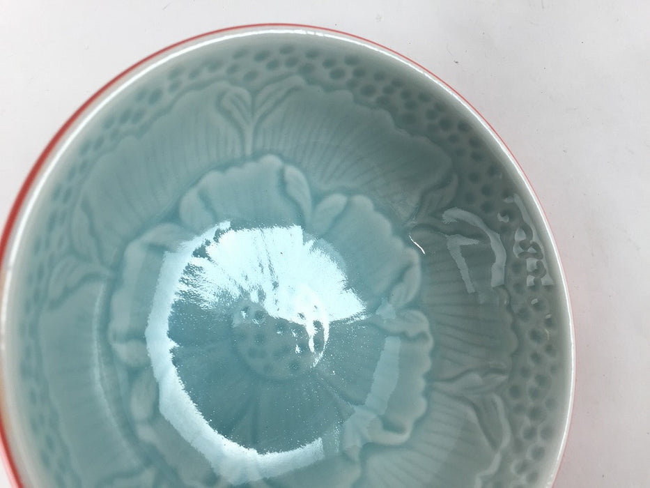 【SALE】赤巻内青磁花彫　10cmトンスイ　10cm　有田焼【訳あり】