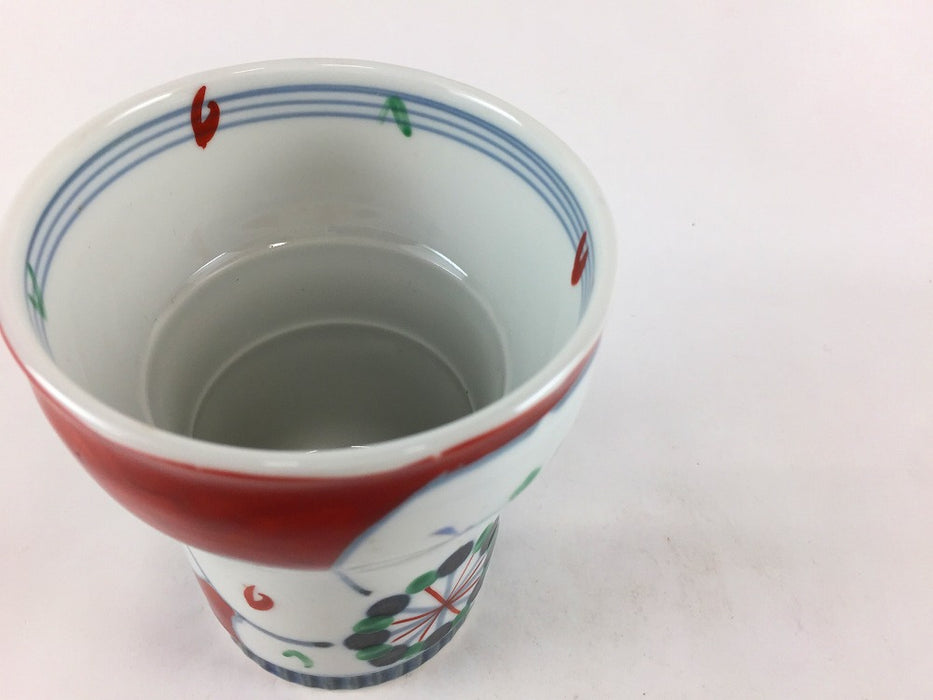 【SALE】古代菊(赤)焼酎コップ　260cc　波佐見焼【訳あり】