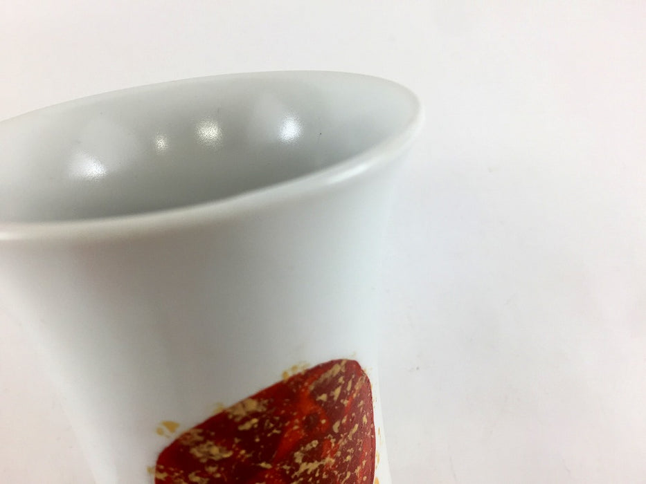 【SALE】ビアカップ(小)　白マット赤金　250cc　有田焼【訳あり】