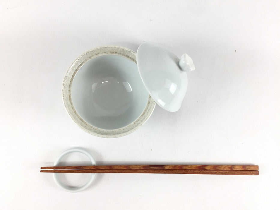 【SALE】白パール花蒸し碗　9cm　有田焼【訳あり】
