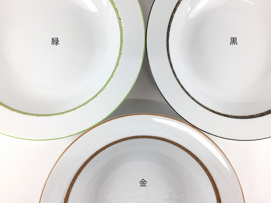 【SALE】リム21cm浅鉢　金彩(緑/黒/金)　肥前有田焼【訳あり】