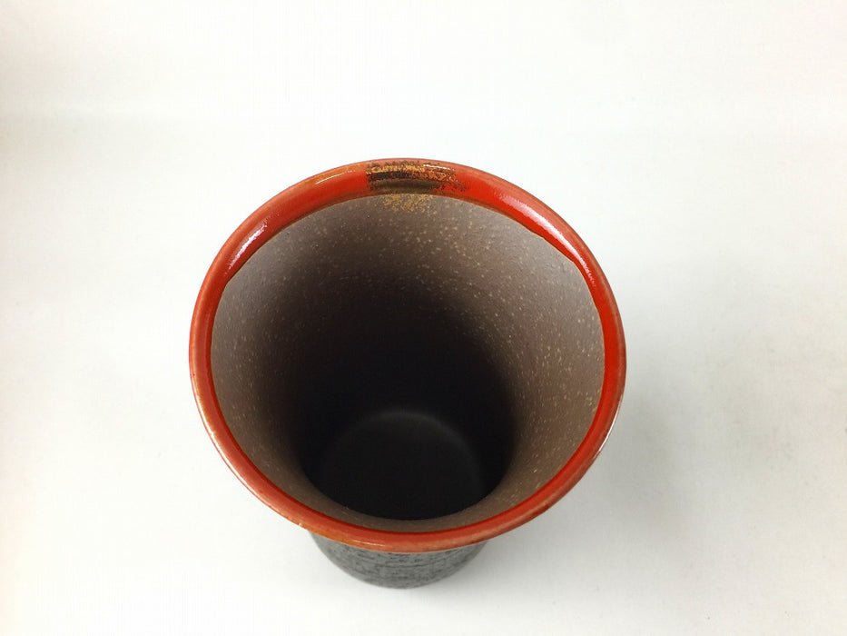 【SALE】ビアカップ(小)　黒ザラメ上赤　250cc　有田焼【訳あり】
