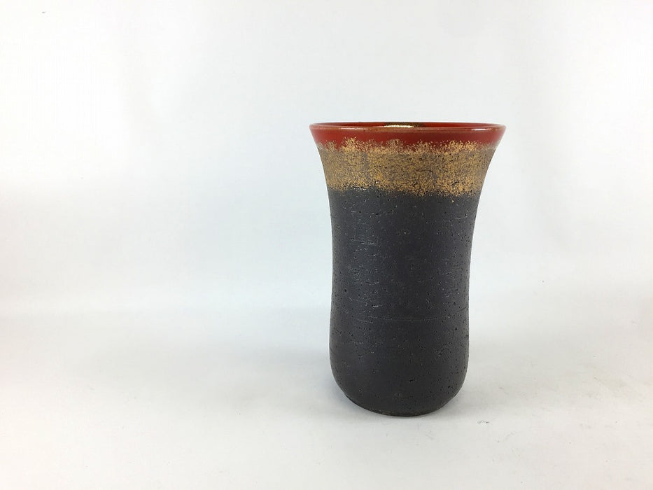 【SALE】ビアカップ(小)　黒ザラメ上赤　250cc　有田焼【訳あり】