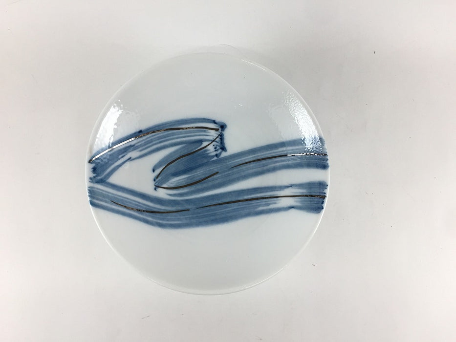 【SALE】14cm高台皿　藍銀刷毛　有田焼【訳あり】