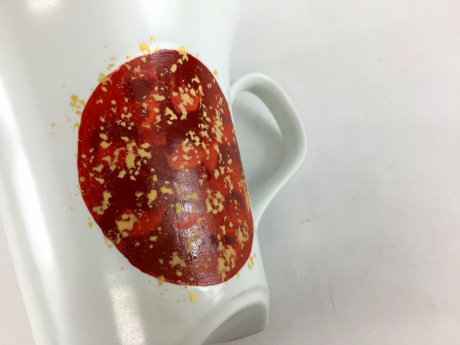 【SALE】350三ツ足マグカップ　白マット黒赤　350cc　有田焼【訳あり】