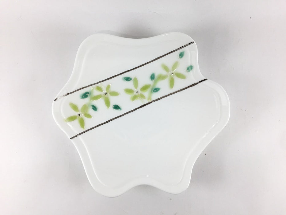【SALE】星型フルーツ皿　ヒワモス唐草帯　18.5cm　有田焼【訳あり】