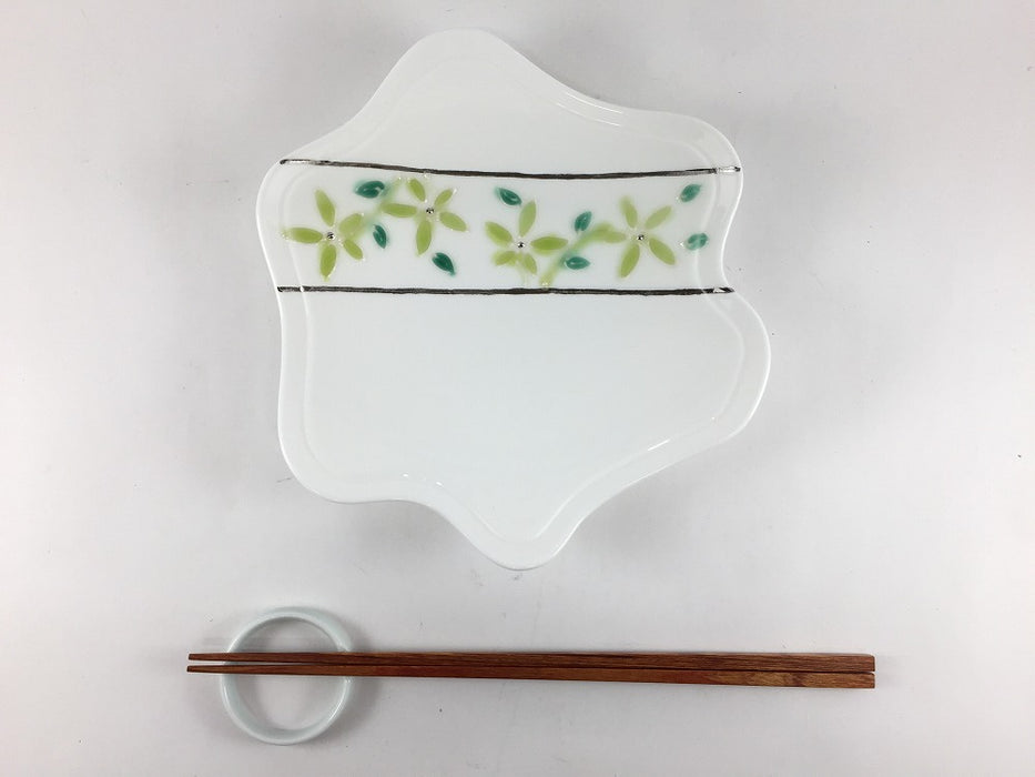 【SALE】星型フルーツ皿　ヒワモス唐草帯　18.5cm　有田焼【訳あり】