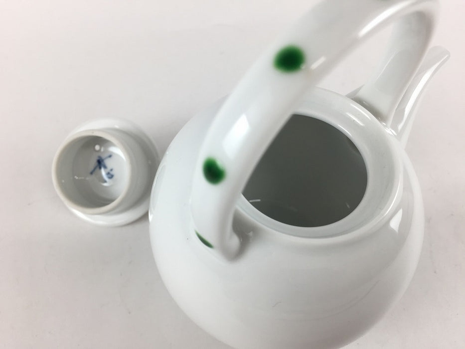 【SALE】プラチナ巻緑点紋　手付汁次　200cc　波佐見焼【訳あり】