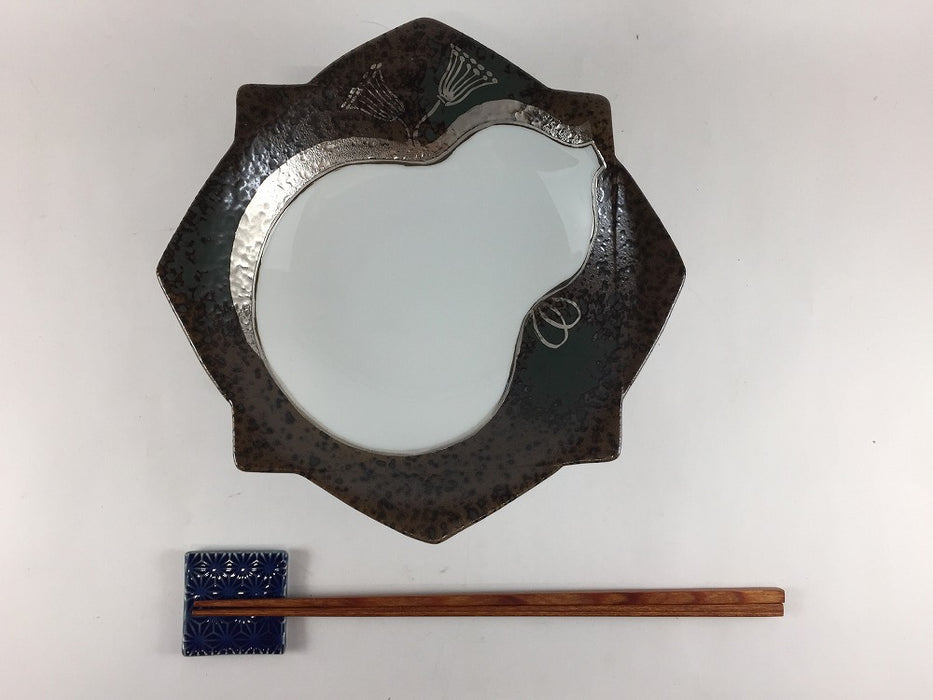 【SALE】茶吹瓢抜銀線　二枚重高台向付　17.5cm　有田焼【訳あり】