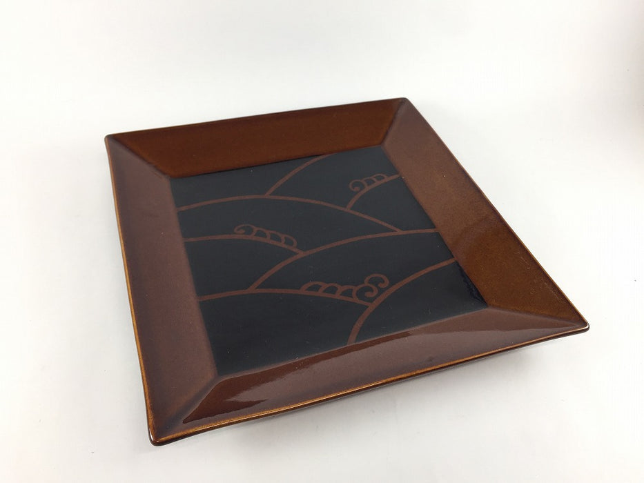 【SALE】アメ天目波文　額8寸皿　22cm　有田焼【訳あり】