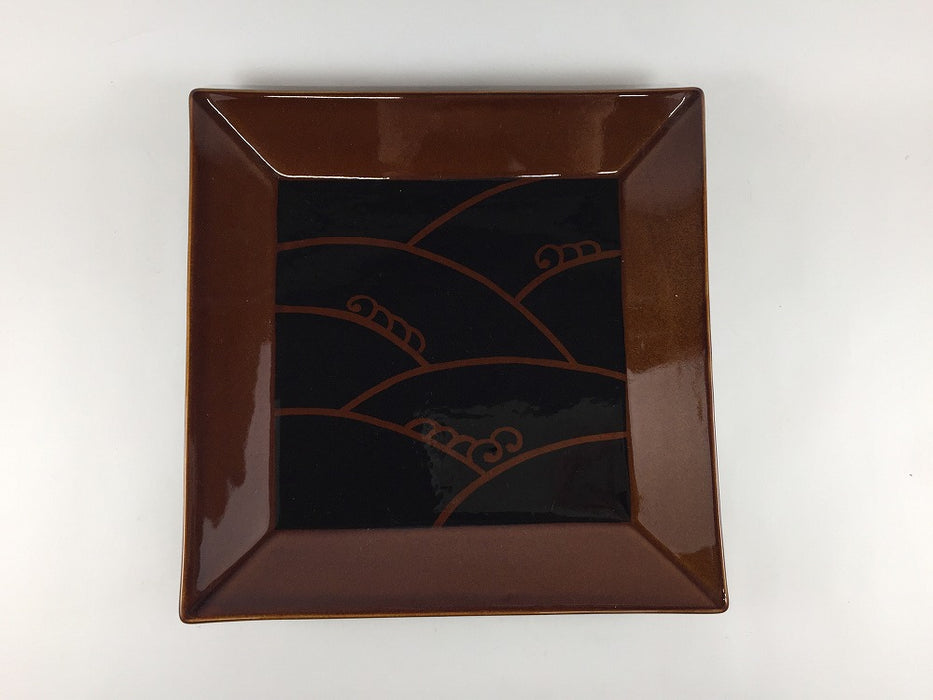 【SALE】アメ天目波文　額8寸皿　22cm　有田焼【訳あり】