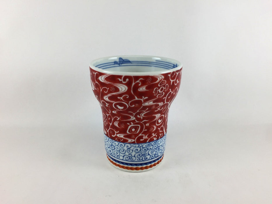 【SALE】古代唐草(赤)焼酎コップ　260cc　波佐見焼【訳あり】