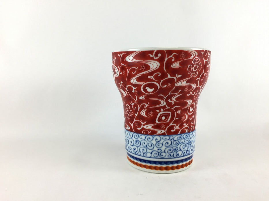 【SALE】古代唐草(赤)焼酎コップ　260cc　波佐見焼【訳あり】